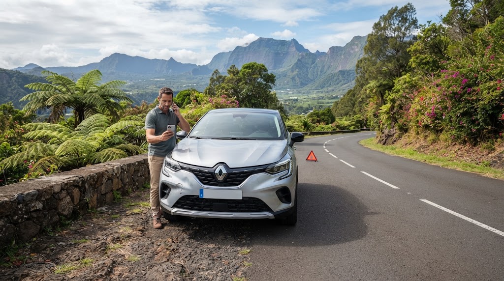 Accident avec une voiture de location à La Réunion