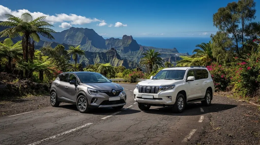 SUV ou 4x4 de location sur une route de La Réunion